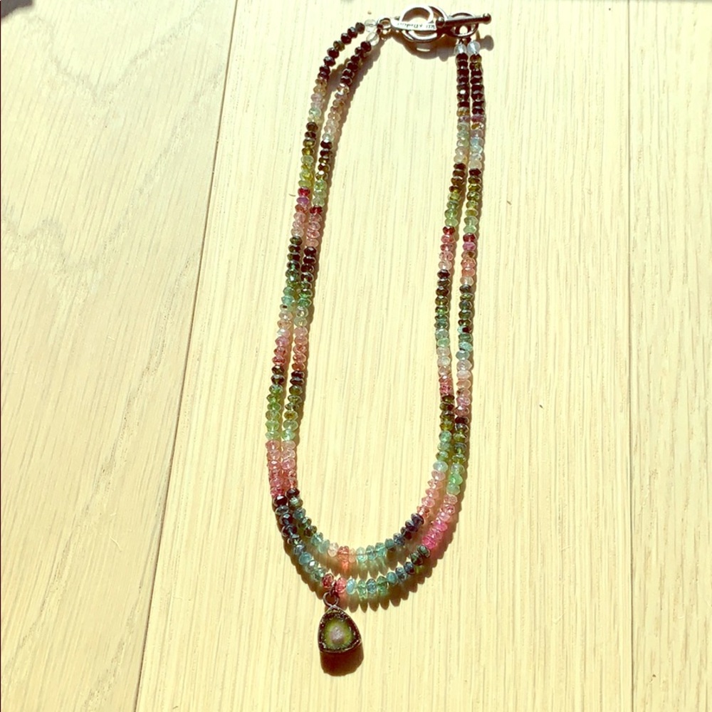 Energy Muse Rainbow tourmaline double necklace